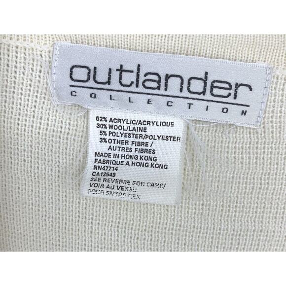 Vintage 1990s Outlander Collection Sz L/XL Gold & Cream Diamond Cardigan Sweater - Picture 4 of 6